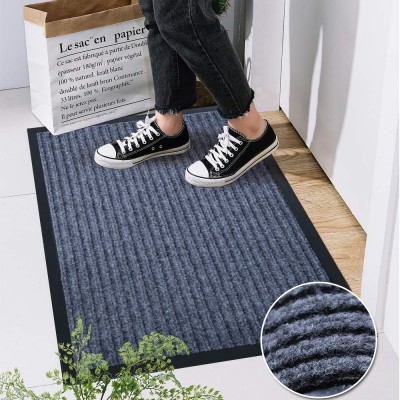 Utility Doormat Heavy Duty Durable Indoor/Outdoor Ribbed and Waterproof Front Door Mat 24''x36" Charcoal Black